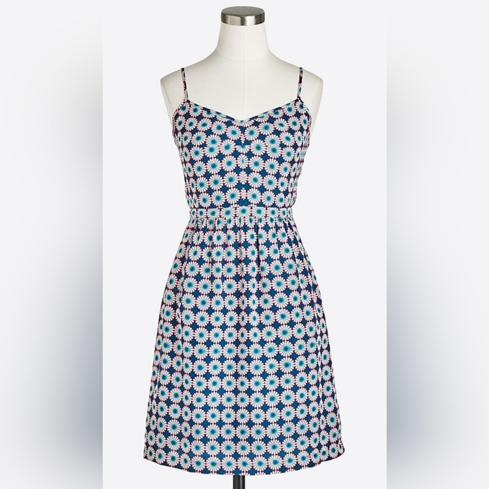 J. Crew Factory India Blue Printed Seaside Cami Dress